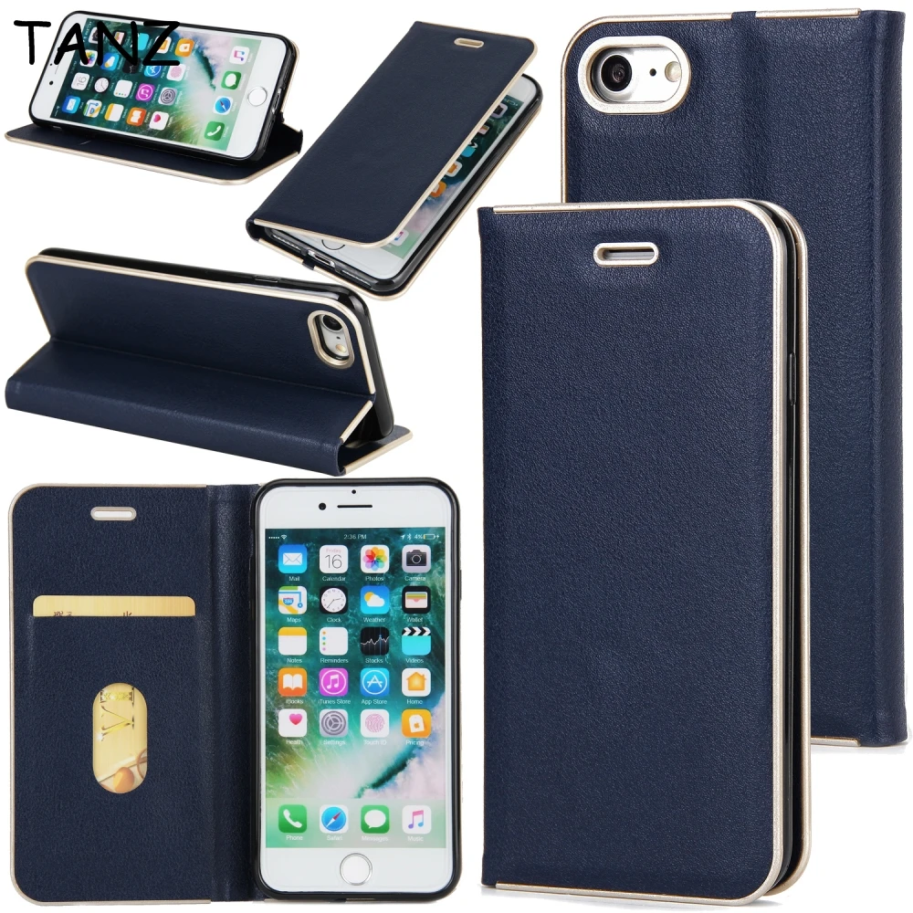 TANZ Card Stand Wallet Case For iPhone 7 8 6S 6 Plus 5S SE 5 Luxury Magnet Leather phone case Flip Cover Coque PC+PU+TPU |