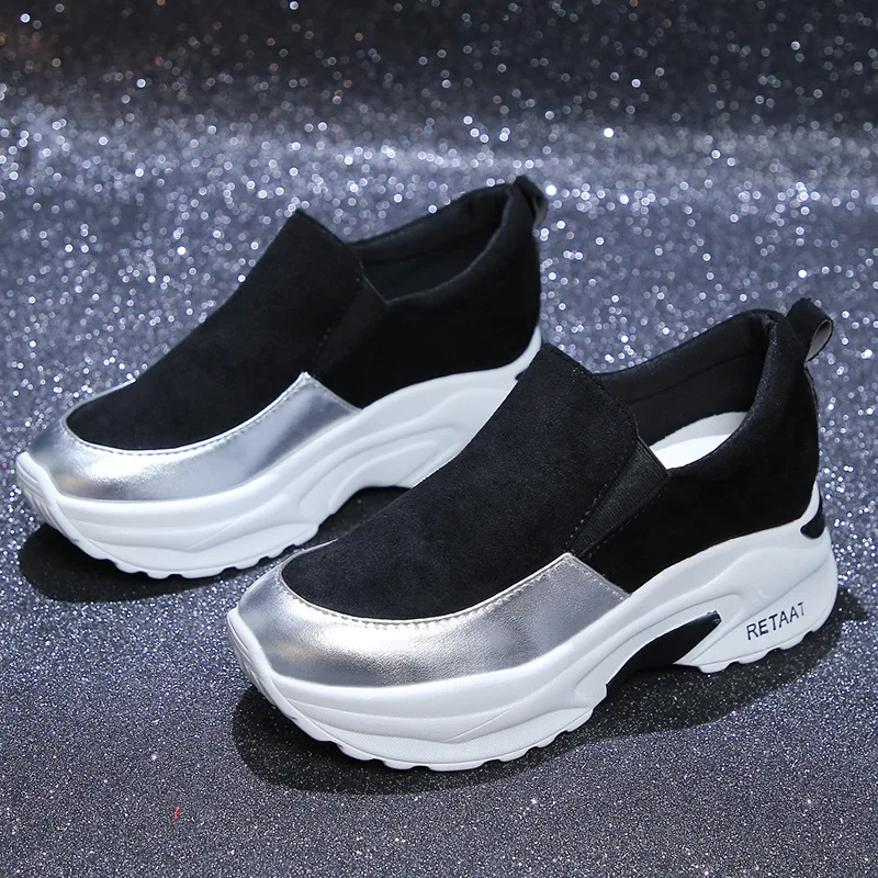 Женская обувь на плоской платформе Низкие слипоны кроссовки лоферы Модная