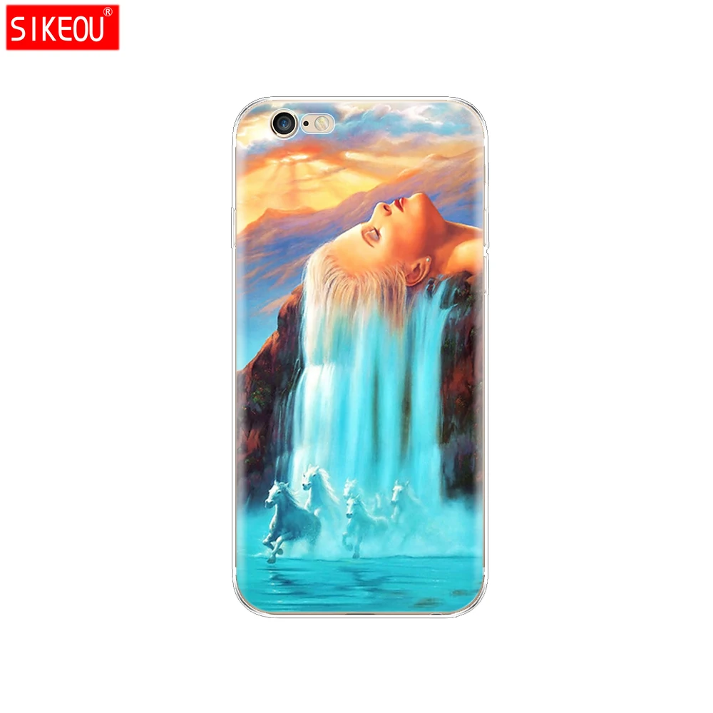 Силиконовый чехол для телефона Iphone 6X8 7 6s 5 5s SE 2020 Plus 10 XR XS MAX 11 pro бампер с водопадом и
