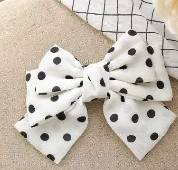 white Black Dot Новое поступление, женская заколка для волос с бантом, с принтом в виде трех больших точек, для девушек, BB заколки для волос, заколки для волос - Цвет: white Black Dot