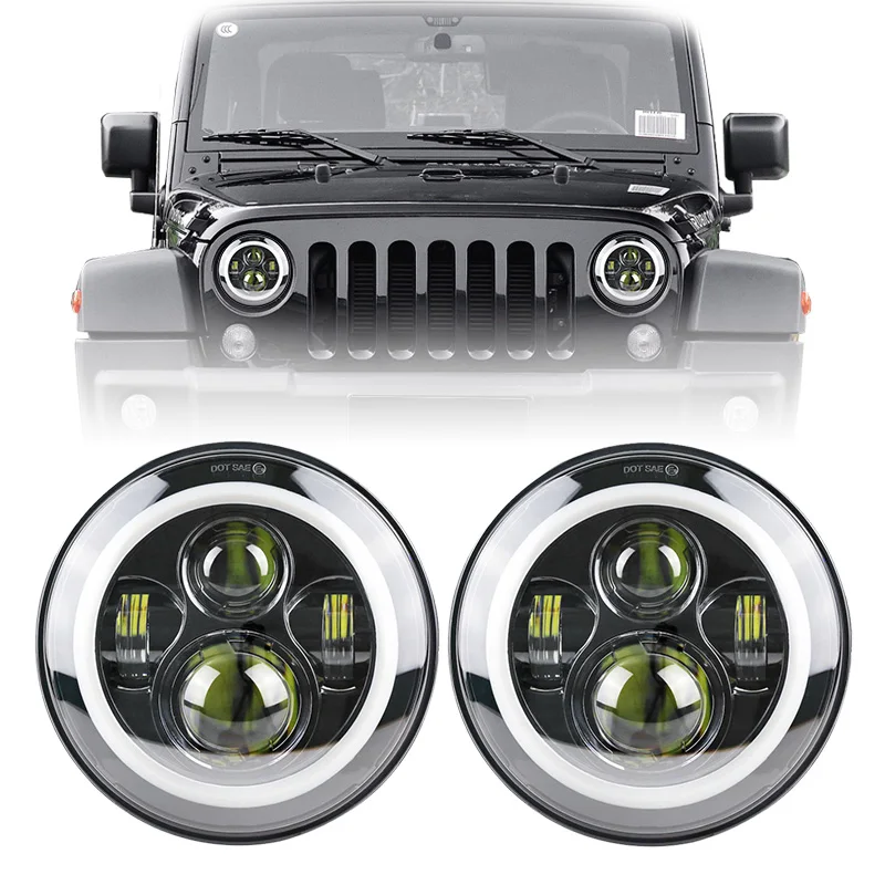 7 дюймов Универсальный 4 Porojectors светодиодный фар для Wrangler FL Cruiser LandRover Defender с Halo