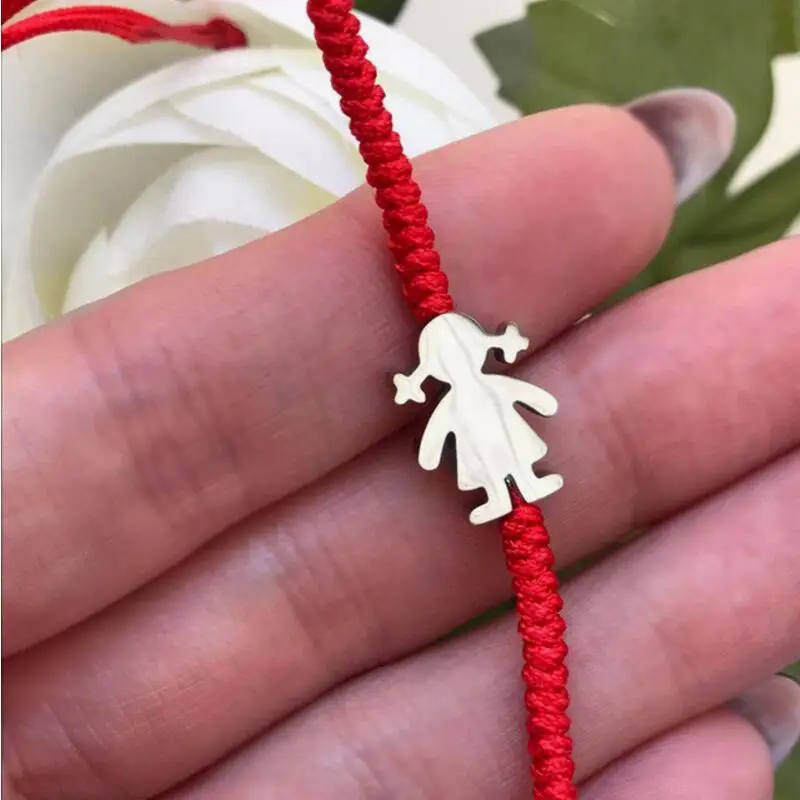 Stainless Steel Little boy Girl Bracelets For Women 2019 Luck Black Red Rope Adjustable Handmade Bracelet Charm Jewelry | Украшения и