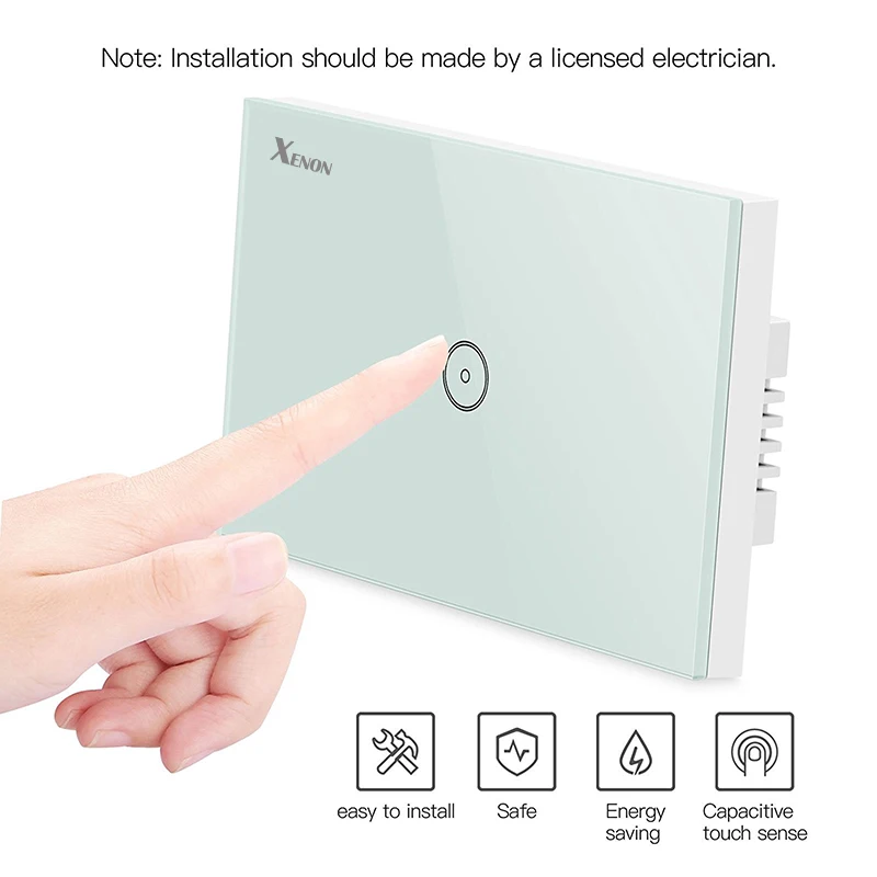 Xenon Wall Switch Work With Amazon Alexa Smart Wi-Fi button Glass Panel 1 gang Ivory White US Touch Light panel | Обустройство дома