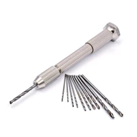 mini micro aluminum hand drill with keyless chuck10pcs 0 8mm 3 0mm hss twist drill bit sets for rotary tools wood drilling