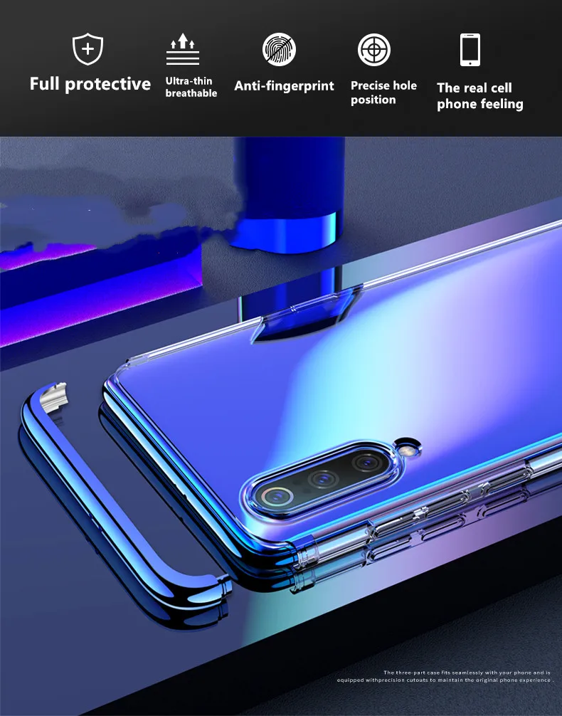 Case for xiaomi mi9 /mi 9 Nature pc full protective clear Transparent 3in1 back cover Protective |