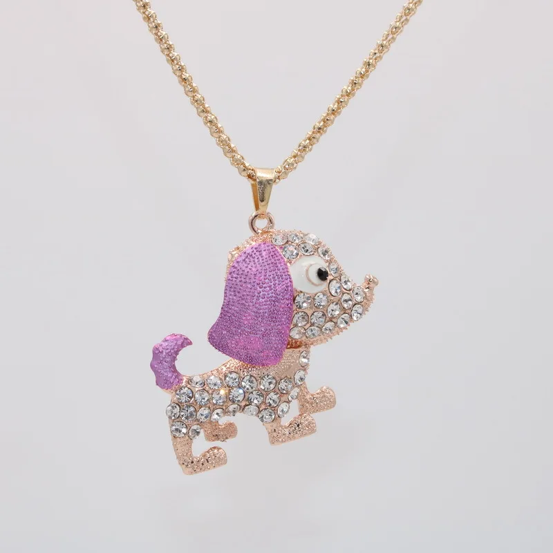 Женское Ожерелье в форме собаки ожерелье из цинкового сплава со стразами