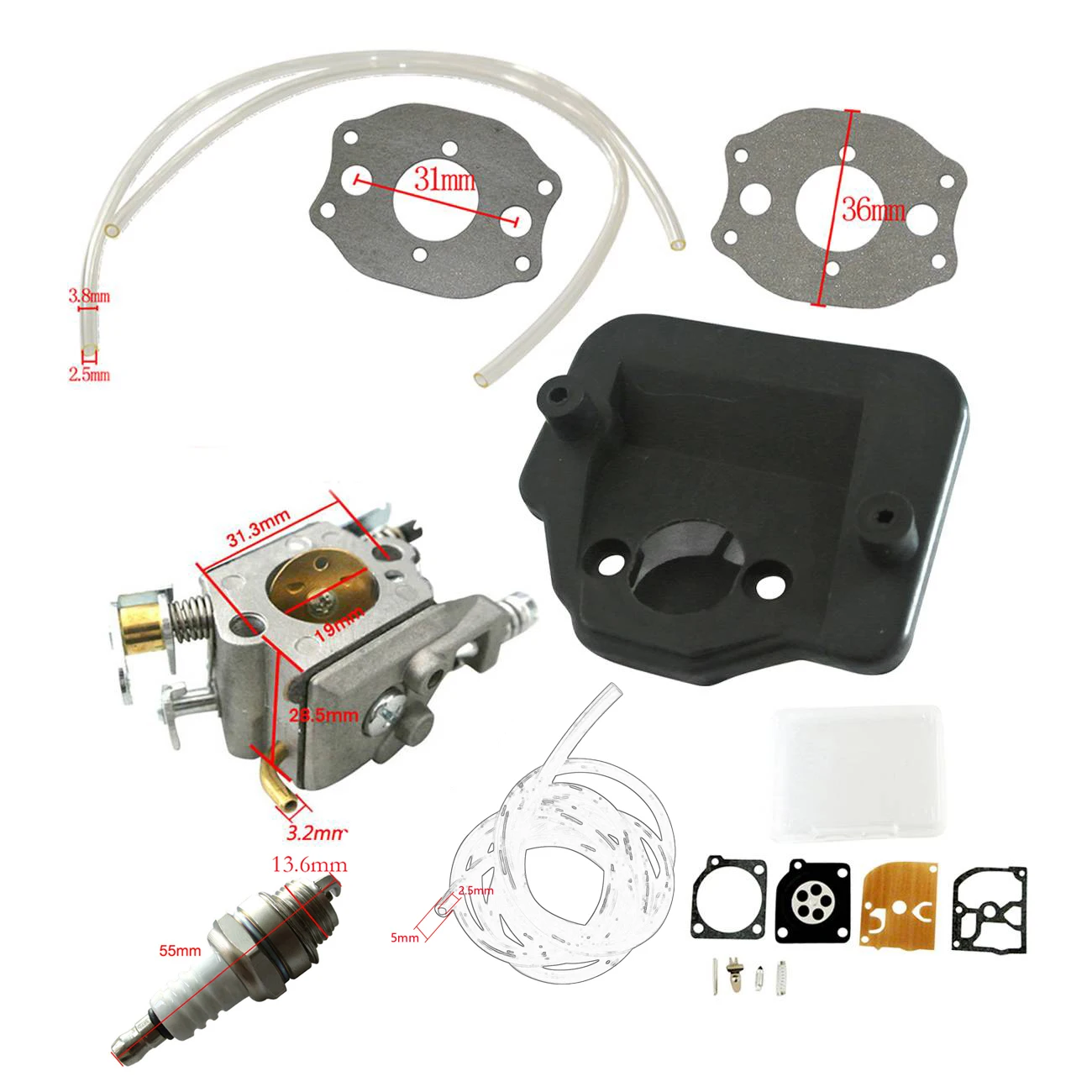 

Carb With Fuel & Air Filter Fuel Line Spark Plug Fit Husqvarna 137 Chainsaw