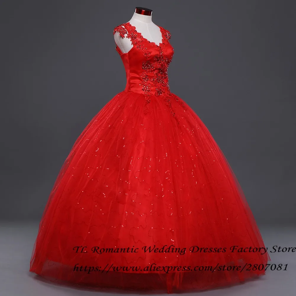 Vestidos De Novia красный, белый с украшением в виде кристаллов с v-образным вырезом Свадебные платья большой размер, принцесса кружева дешевые женские платья HS159