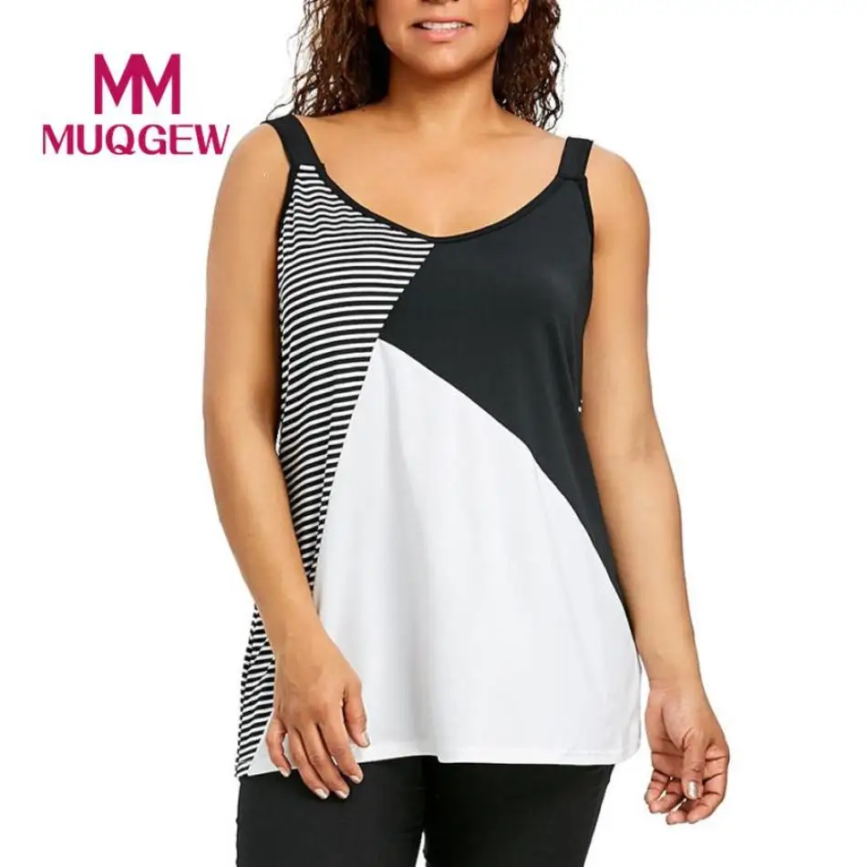 Женский жилет в полоску без рукавов с круглым вырезом большие размеры 2018|Майки| |