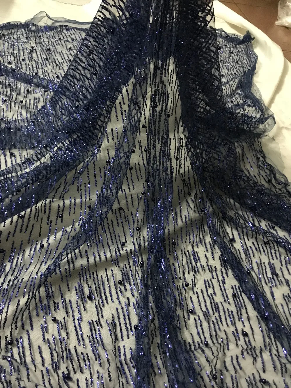 JIANXI.C-52513 Hot sale African French net tulle Lace Fabric for party glued glitter sequins lace fabric with beads | Дом и сад