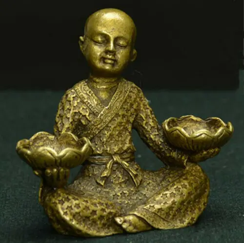 Чистая медь Китай маленький держатель для благовоний young monk|Статуи и скульптуры| |