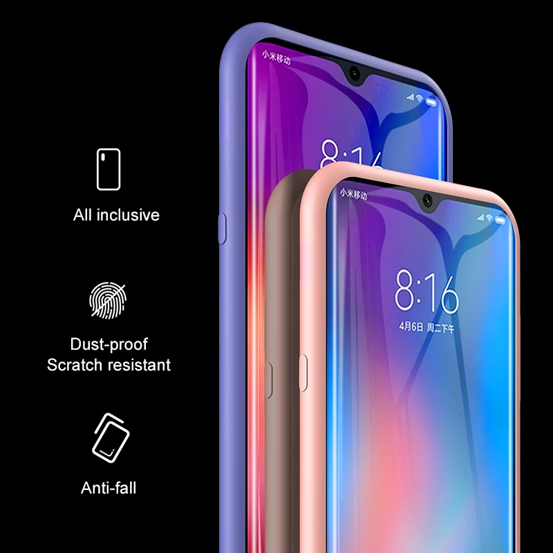 Liquid Silicon Case For xiaomi mi 9 mi9 case Plain Soft TPU Shockproof Coque Fundas Shell Anti-foul se 9se mi9se | Мобильные
