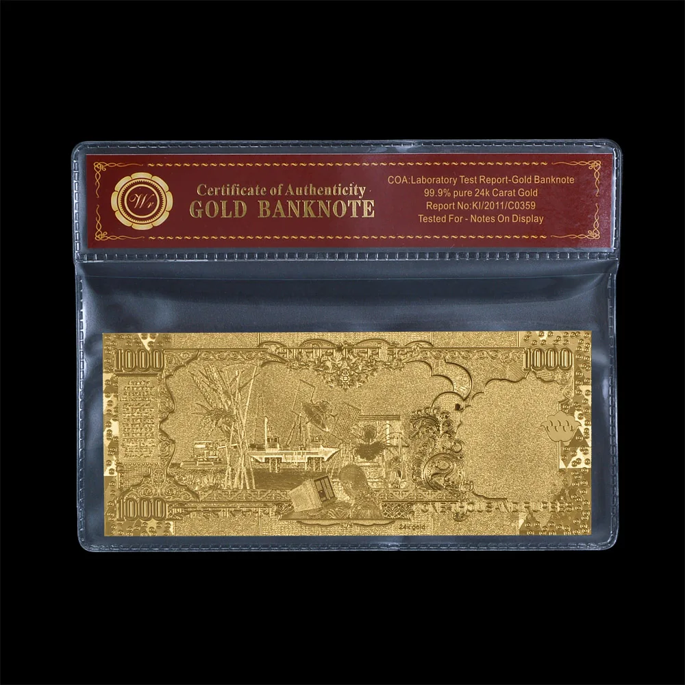 WR Новое поступление коллекция банкнот Индия 1000 рупий Золотая Банкнота с