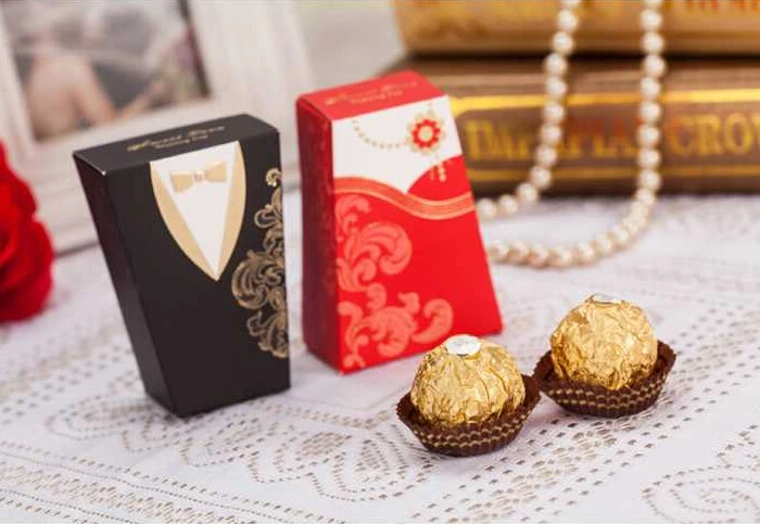 Свадебная коробка для невесты и жениха сумочка лота смокинг платье