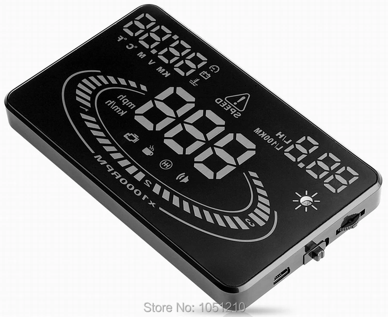 Ouchuangbo E300 5 дюймов OBDII EUOBD HUD Автомобильный дисплей с разноцветным двигателем