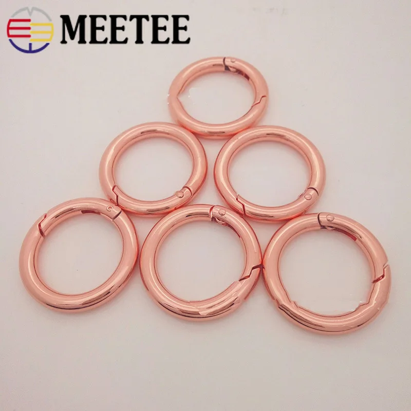 Meetee 20pcs 11-37mm Rose Gold Metal Spring Gate O Ring Buckles Openable Keyring Hook Craft DIY Bags Clip Trigger Accessories | Дом и сад