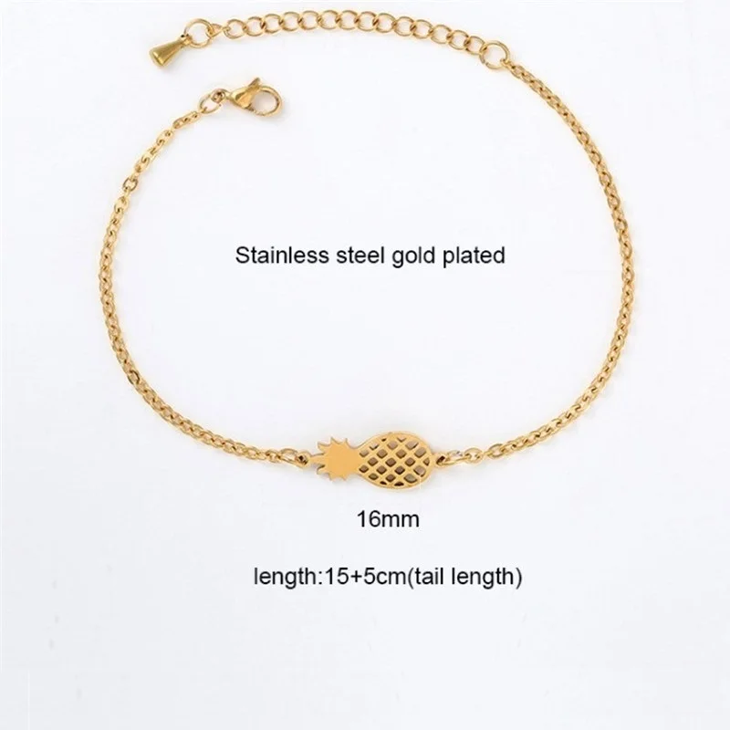 Очаровательные браслеты из нержавеющей стали с ананасом для женщин изящная