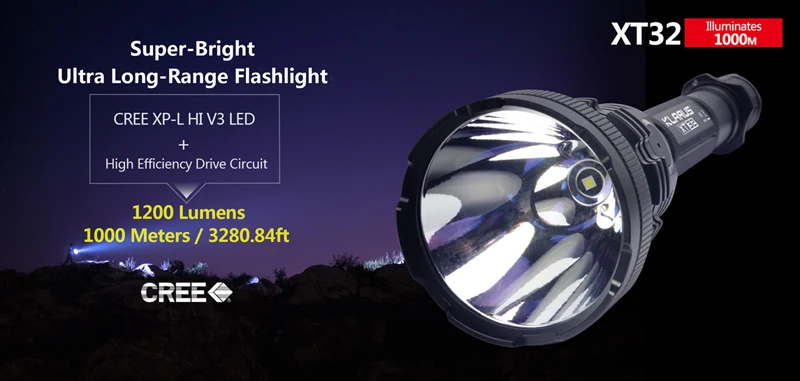 KLARUS XT32 CREE XP-L HI V3 светодиодный фонарь 1200 люменов тактический охотничий прожектор с 1000 метровым ультра дальним диапазоном