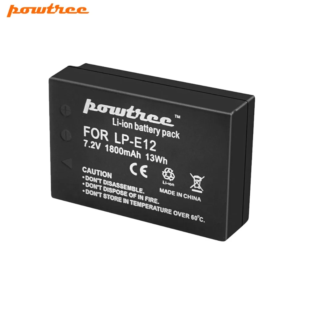 Аккумулятор Powtree для камеры Canon 7 2 В 1800 мА/ч LP E12 LPE12 ЖК дисплей USB зарядное
