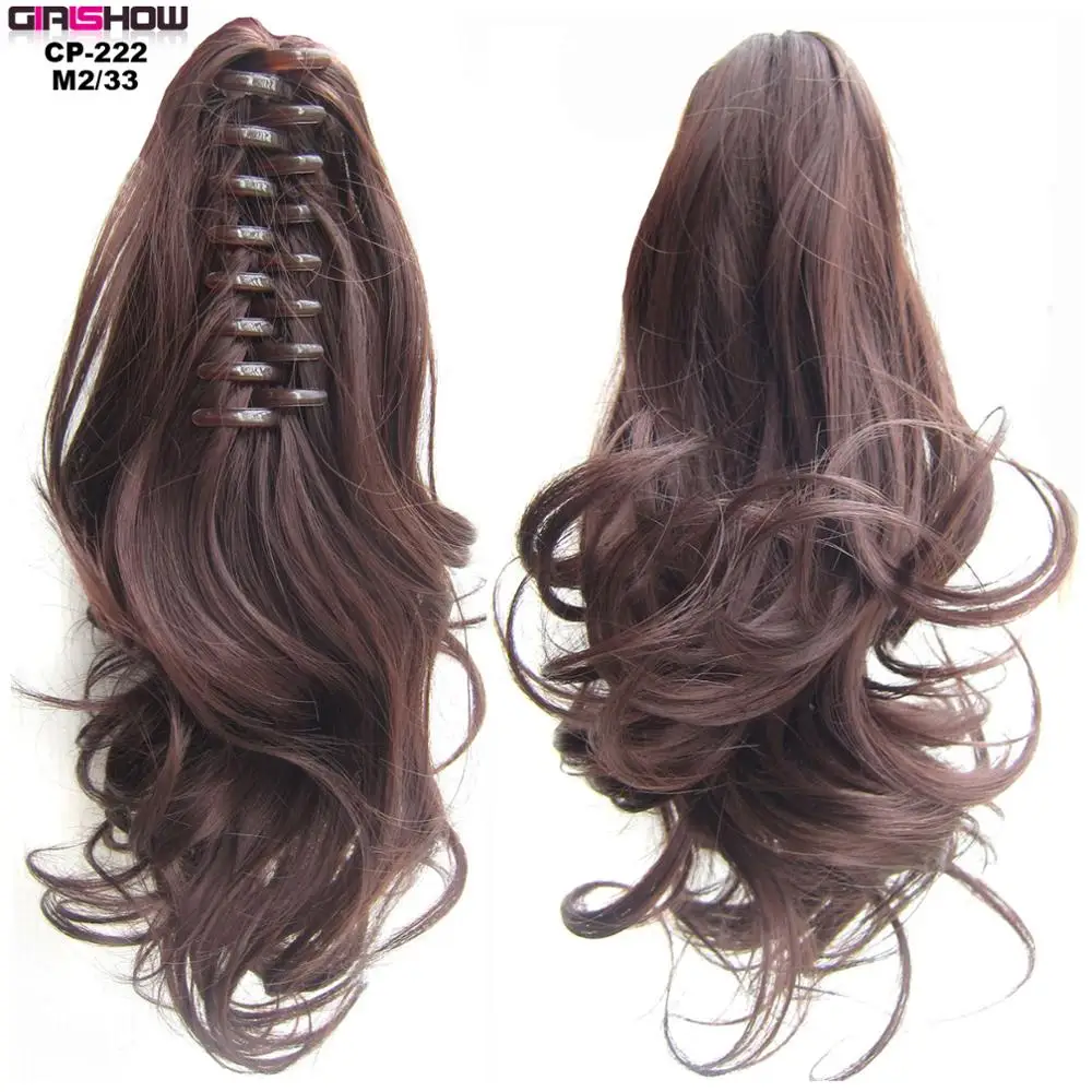 CP222 Color M2-33 Girlshow Короткие Волнистые Коготь Конский хвост термостойкие синтетические волокна челюсти шиньон 24 Цвета 1", 1 шт - Цвет: CP222 Color M2-33