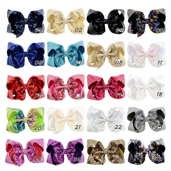 20 colors 6 дюймов Большой галстуки-бабочки с блестками Аллигатор клип заколка для подростков женщин 20 оптом блеск банты для волос детей девочек аксессуары для волос - Цвет: 20 colors