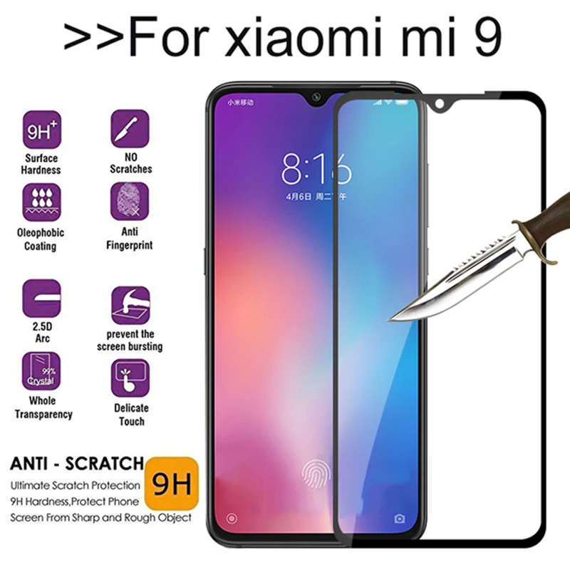 Закаленное стекло для Xiaomi mi 9 м i9 экран полное покрытие стекло Ksio mi Sio mi 9 cam лист защитная Glas пленка tremp tempe