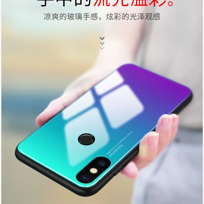 Чехол для xiaomi mi 8 se постепенное изменение синего цвета чехол из закаленного