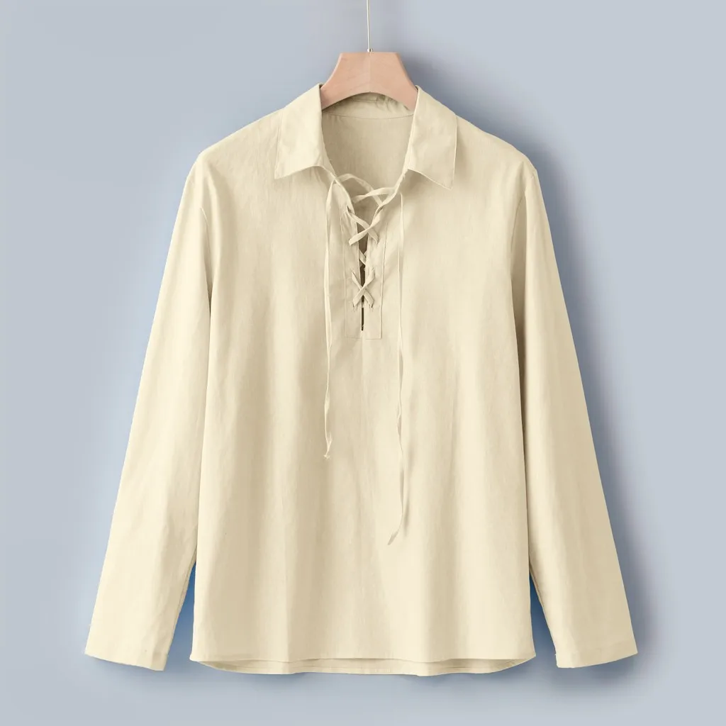 camiseta hombre, Мужская мешковатая рубашка из хлопка и льна с длинным рукавом, Ретро стиль, туника, топы, блузки, camisa social masculina