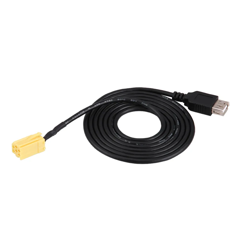 153,5 см автомобиль MINI-ISO 6 Pin разъем черный USB Кабель-адаптер головных устройств с функцией AUX для Alfa Romeo Fiat