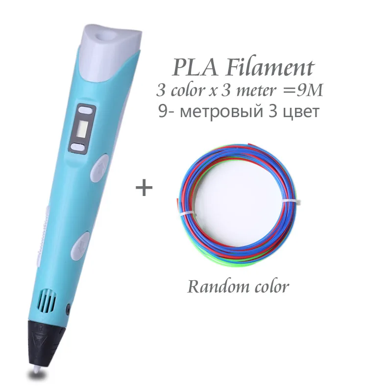 Blue Pen Оригинальная модель 3D ручка путем самостоятельного выбора между 3 D печать ручки для рисования с 100/200 метровое abs-волокно креативная игрушка; подарок для детей дизайном по оптовой цене - Цвет: Blue Pen