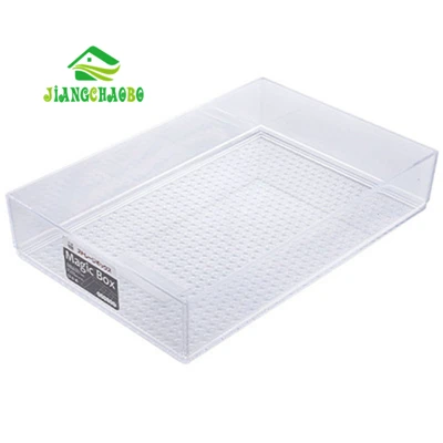 L Transparent JiangChaoBo, кухонный ящик, ящик для хранения, пластиковая многослойная перегородка, Настольная отделочная коробка, коробка для хранения столовой посуды - Цвет: L Transparent