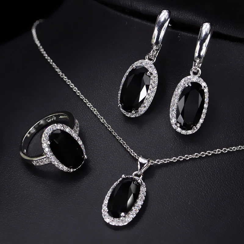 black CWWZircons великолепные серьги и кольцо с большим овальным желтым кубическим цирконием, Модные CZ Женские Ювелирные наборы T221 - Окраска металла: black