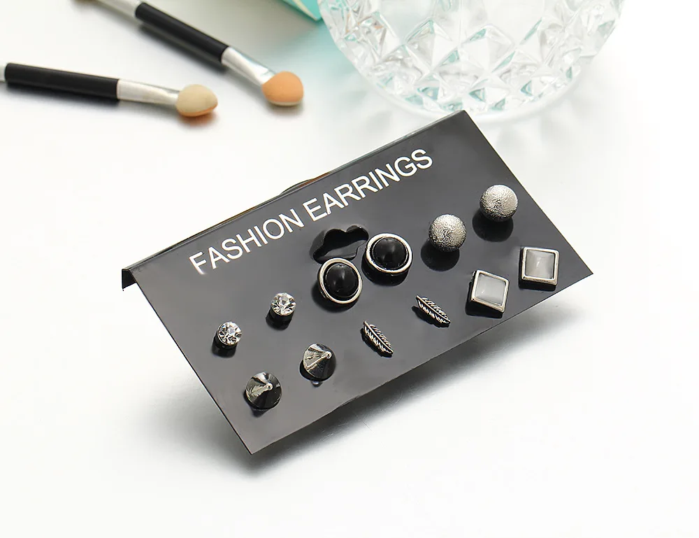 Серьги гвоздики золотистые в полоску 6 пар|earrings set|wholesale earring setsstud earrings |