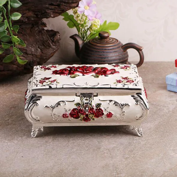 Шкатулка для ювелирных изделий из металла винтажный кейс разных цветов с