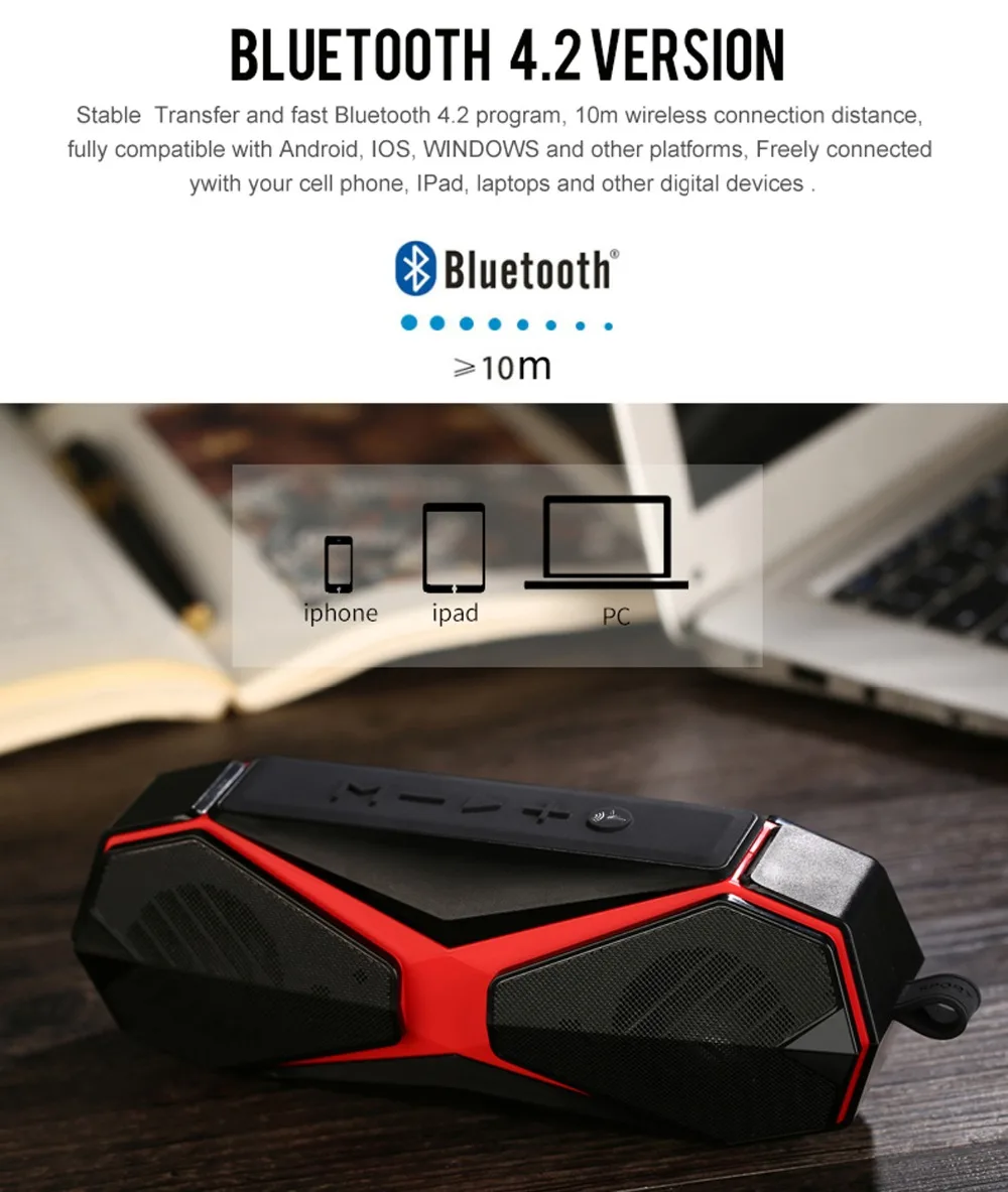 Открытый беспроводной Bluetooth динамик супер бас стерео беспроводной динамик s поддержка IP7 водостойкий репеллент функция