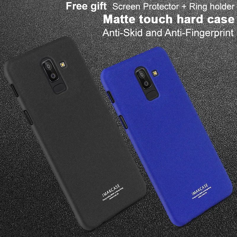 IMAK матовая ковбой чехол для samsung galaxy j8 2018 кольцо держатель подставка телефона J800FN
