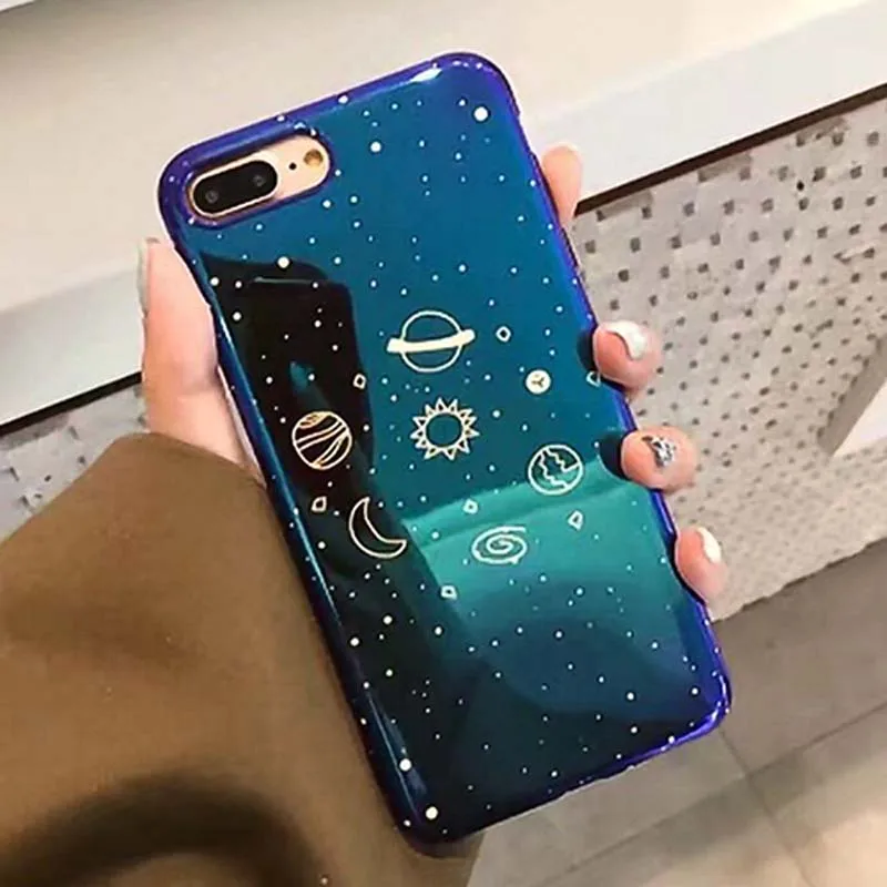 Модный милый Blu-Ray чехол для телефона для iphone 7 чехол Мягкая силиконовая задняя крышка для iphone 6 6S 7 8 Plus X космическая планета звезды чехол s