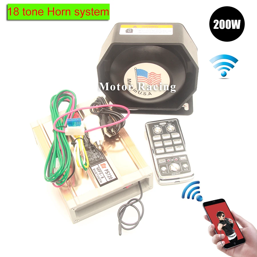Полицейская сирена, Автомобильная сигнализация, MP3, Bluetooth, громкоговоритель, 200 Вт, микрофон Мегафона Предупреждение, звук, мульти тон, для транспортного средства, электрический сигнал