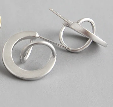 LouLeur, серебро 925 пробы, полукруглые матовые сережки, креативная текстура, элегантные серьги-гвоздики для женщин, дружба, Сексуальные Ювелирные изделия - Цвет камня: silver