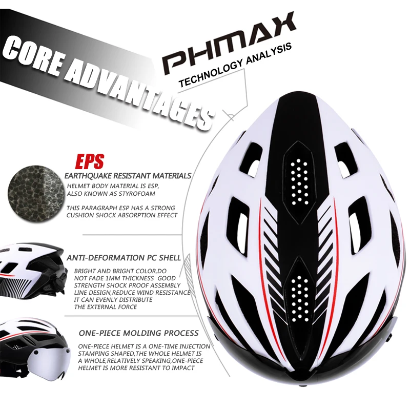 Велосипедный шлем PHMAX 2020 противомоскитная сетка 2 линзы|Велосипедный шлем| |