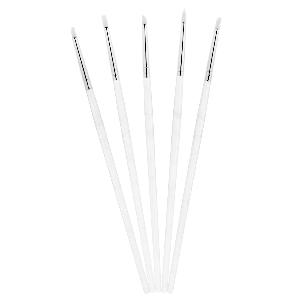 5 шт. набор силиконовых кистей для ногтей с кончиками акриловых прозрачных ручек