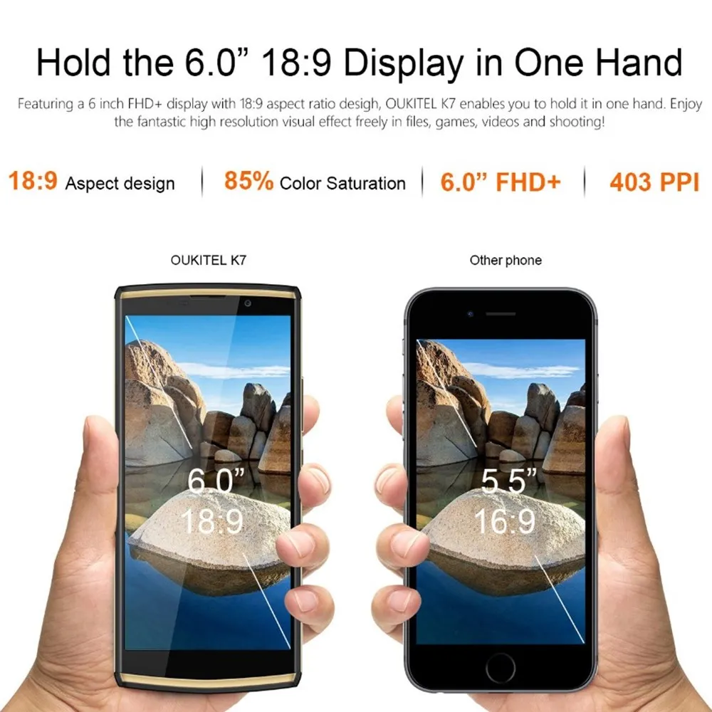OUKITEL K7 6 0 дюймов Android 8 1 телефон FHD + MTK6750T 4 Гб ОЗУ 64 ПЗУ 10000 мАч 9 В/2 а Быстрая зарядка 13