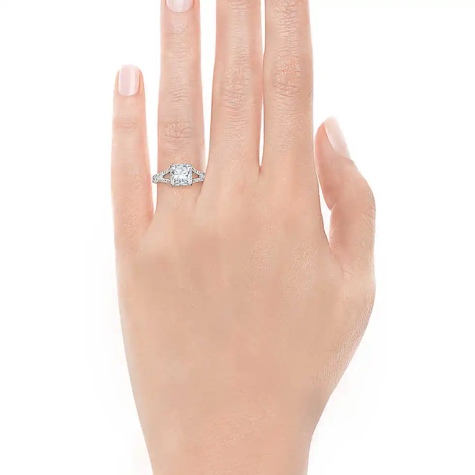 

T Brand Custom 1:1 Gold Princess Jewelry 1Carat Diamond Princess Engagement Ring Stable Mount Semi 14K White Gold