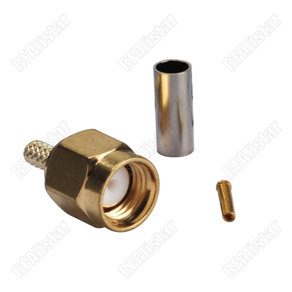 100 шт. RP-SMA обжимной штекер (Гнездовой штырь) прямой RF разъем для LMR100 RG316 RG174 |