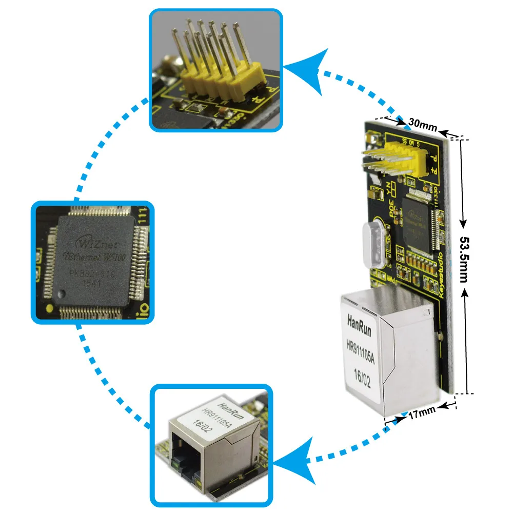 Бесплатная доставка! Сетевой модуль Keyestudio MINI W5100 Ethernet для Arduino UNOR3|Аксессуары