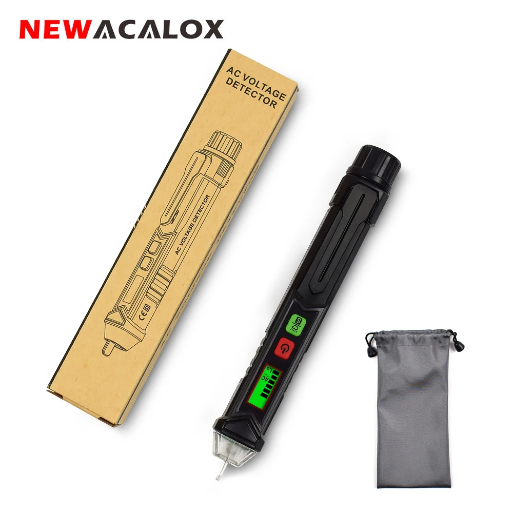 NEWACALOX AC 12-1000 В бесконтактный Тестер Напряжения с регулируемой чувствительностью светодиодный фонарь-Ручка Тип Цифровой детектор напряжения