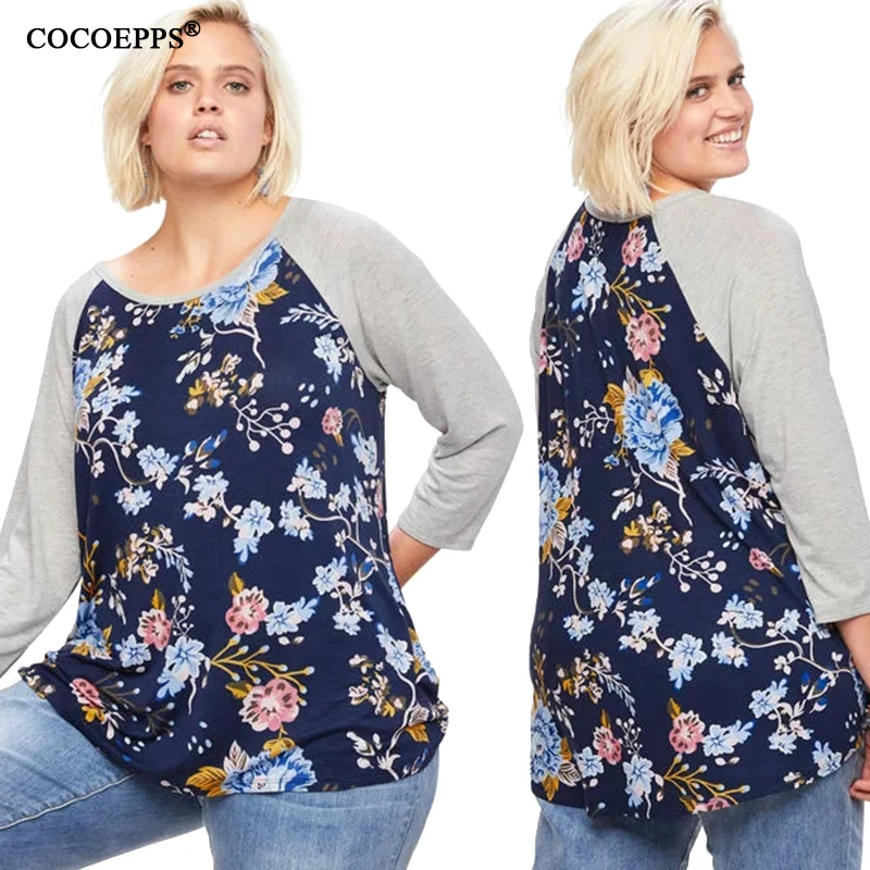 

2019 Spring Large Size Women Floral t shirt Plus Size Tops Casual 5XL 6XL tee shirt Femme Clothes Big Size Oversize tops Ladies