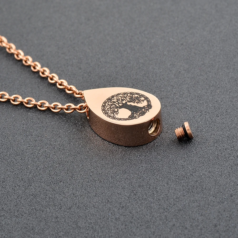 

IJD9807 Water Drop Cremation Jewelry 361L Stainless Steel Pendant Necklace Ashes Holder Keepsake Custom Logo