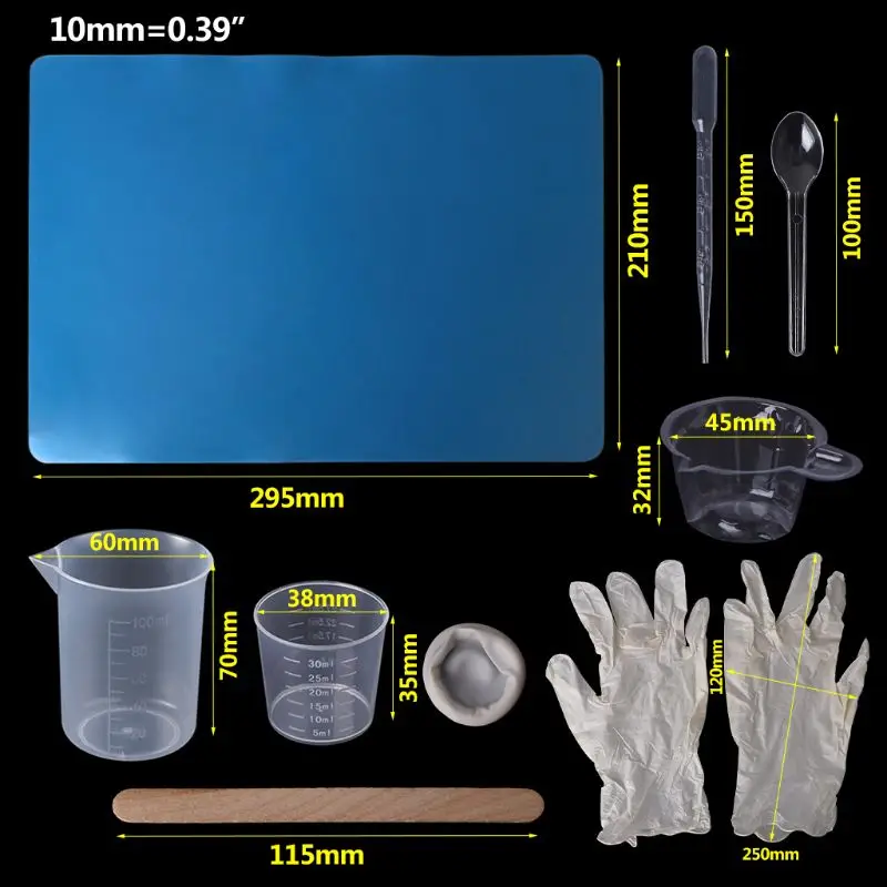 1 комплект набор из эпоксидной смолы одноразовые перчатки измерительная чаша для