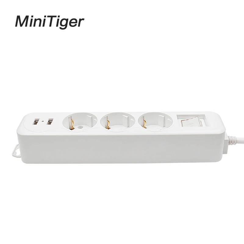 Удлинитель Minitiger с двумя USB-портами для зарядки и европейской розеткой |